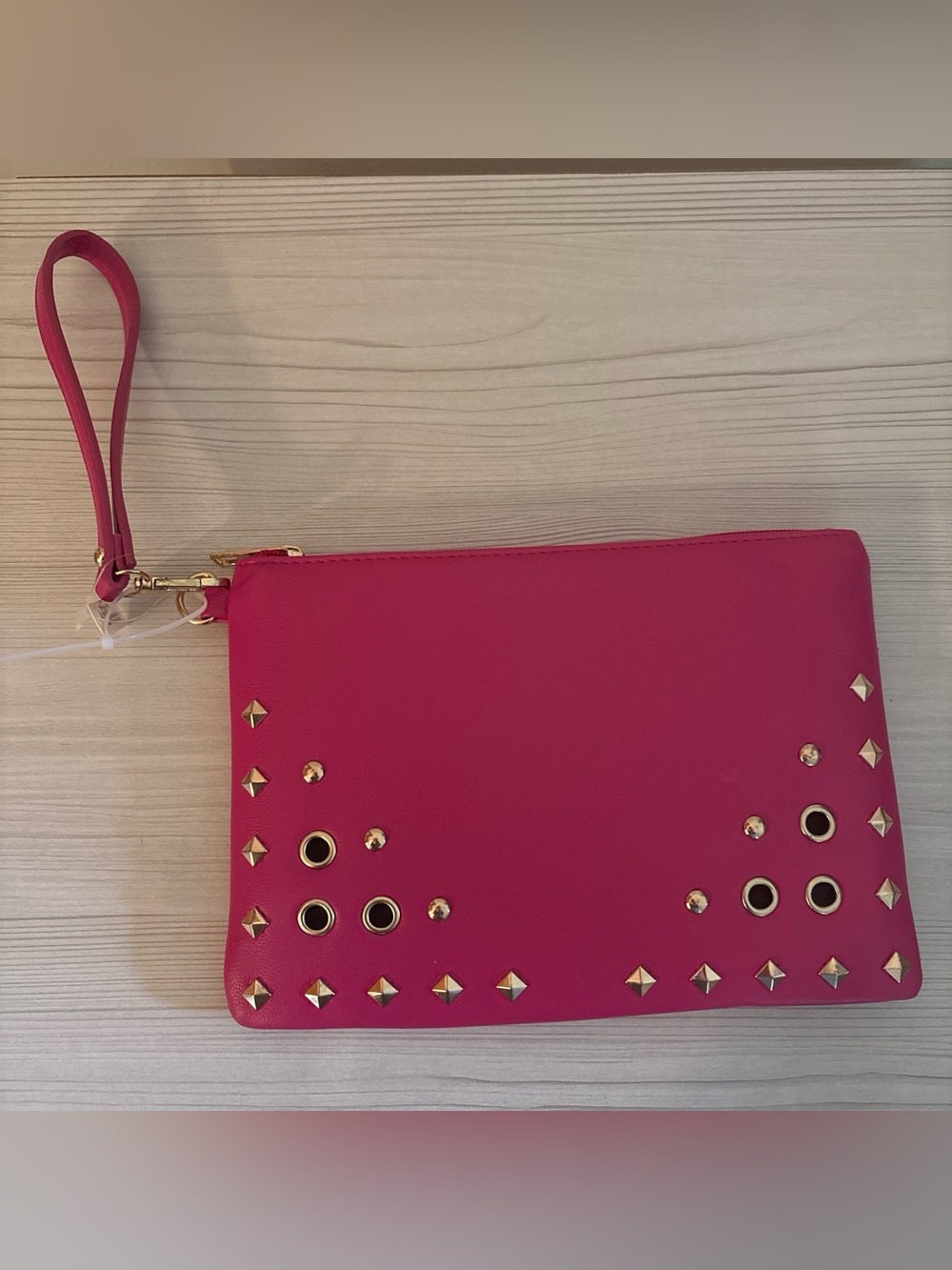 Women’s Hot Pink Studded Wristlet Clutch